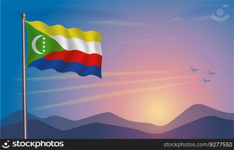 Comoros flag in the morning sun Royalty Free Vector Image