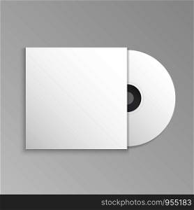 Compact disk (CD) and cover mockup template, vector illustration