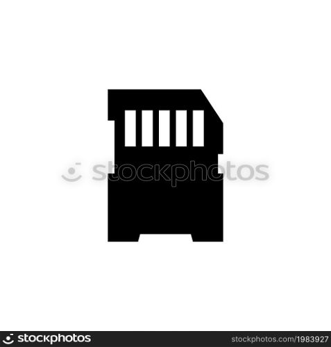 Compact Memory Card, Micro SD Storage. Flat Vector Icon illustration. Simple black symbol on white background. Compact Memory Card, Micro SD Storage sign design template for web and mobile UI element. Compact Memory Card, Micro SD Flat Vector Icon