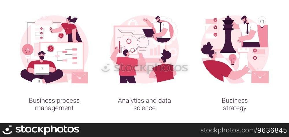 Company achievement abstract concept vector illustration set. Business process management, analytics and data science, business strategy, dashboard software, decision making abstract metaphor.. Company achievement abstract concept vector illustrations.