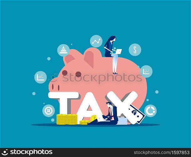 Company analysis tax financial. Concept business finance vector illustration, Strategy data tax , Accounting, analyzing,