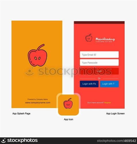Company Apple Splash Screen and Login Page design with Logo template. Mobile Online Business Template