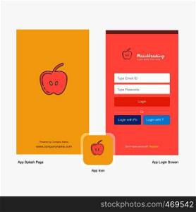Company Apple Splash Screen and Login Page design with Logo template. Mobile Online Business Template