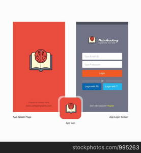 Company Artificial intelligence Splash Screen and Login Page design with Logo template. Mobile Online Business Template