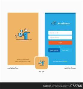 Company Avatar Splash Screen and Login Page design with Logo template. Mobile Online Business Template