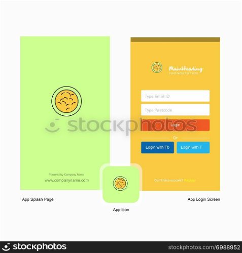 Company Bacteria Splash Screen and Login Page design with Logo template. Mobile Online Business Template