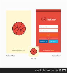 Company Basket ball Splash Screen and Login Page design with Logo template. Mobile Online Business Template