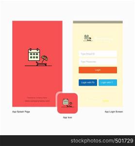 Company Beach Splash Screen and Login Page design with Logo template. Mobile Online Business Template