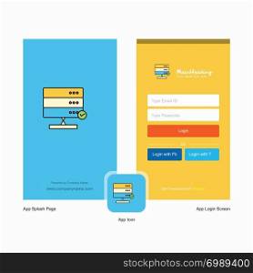 Company Board Splash Screen and Login Page design with Logo template. Mobile Online Business Template