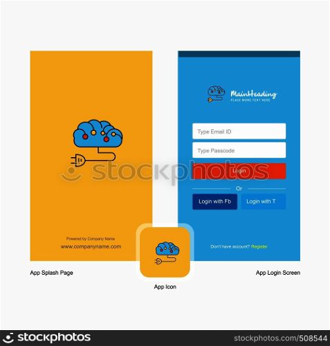 Company Brain circuit Splash Screen and Login Page design with Logo template. Mobile Online Business Template