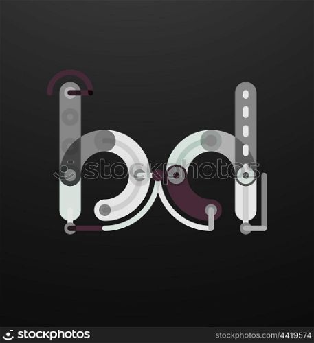 Company branding logo of initial letters. Company branding logo of initial letters on black. Flat cartoon industrial wire or tube design of ABC typeface
