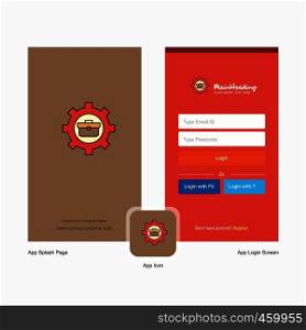 Company Breifcase setting Splash Screen and Login Page design with Logo template. Mobile Online Business Template