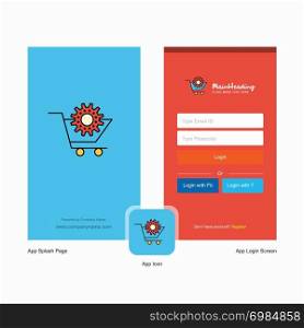 Company Cart setting Splash Screen and Login Page design with Logo template. Mobile Online Business Template