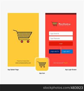 Company Cart Splash Screen and Login Page design with Logo template. Mobile Online Business Template
