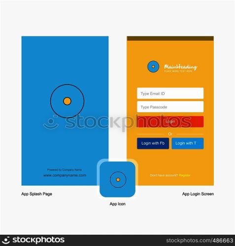 Company CD Splash Screen and Login Page design with Logo template. Mobile Online Business Template