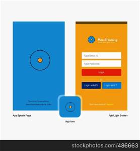 Company CD Splash Screen and Login Page design with Logo template. Mobile Online Business Template