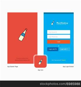 Company Celebration drink Splash Screen and Login Page design with Logo template. Mobile Online Business Template