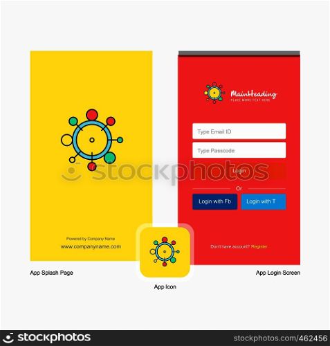 Company Chemical bonding Splash Screen and Login Page design with Logo template. Mobile Online Business Template
