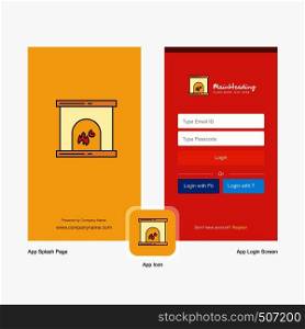 Company Chimney Splash Screen and Login Page design with Logo template. Mobile Online Business Template