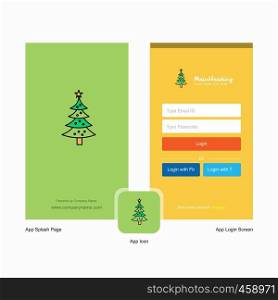 Company Christmas calendar Splash Screen and Login Page design with Logo template. Mobile Online Business Template