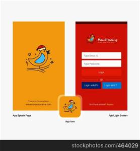 Company Christmas cookie Splash Screen and Login Page design with Logo template. Mobile Online Business Template