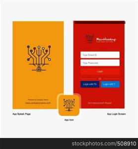 Company Circuit Splash Screen and Login Page design with Logo template. Mobile Online Business Template