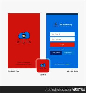 Company Cloud computing Splash Screen and Login Page design with Logo template. Mobile Online Business Template