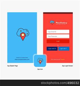 Company Cloud navigation Splash Screen and Login Page design with Logo template. Mobile Online Business Template