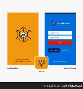 Company Cloud network Splash Screen and Login Page design with Logo template. Mobile Online Business Template