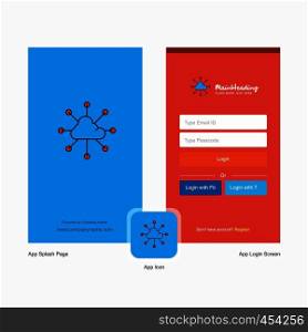 Company Cloud network Splash Screen and Login Page design with Logo template. Mobile Online Business Template
