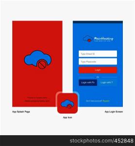 Company Cloud not working Splash Screen and Login Page design with Logo template. Mobile Online Business Template