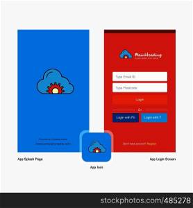 Company Cloud setting Splash Screen and Login Page design with Logo template. Mobile Online Business Template
