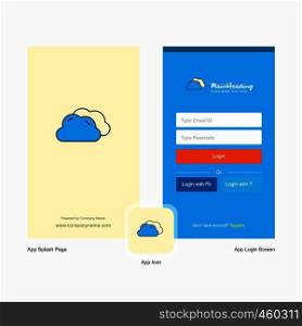 Company Clouds Splash Screen and Login Page design with Logo template. Mobile Online Business Template