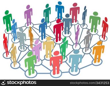 Company club or other group of many people talk on a busy social media network