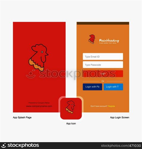 Company Cock Splash Screen and Login Page design with Logo template. Mobile Online Business Template