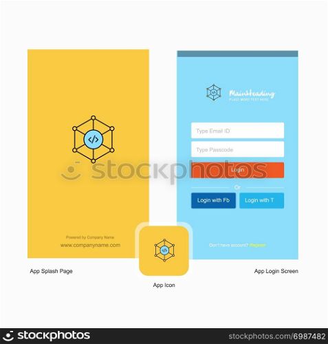 Company Code Splash Screen and Login Page design with Logo template. Mobile Online Business Template