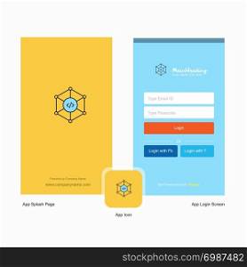 Company Code Splash Screen and Login Page design with Logo template. Mobile Online Business Template