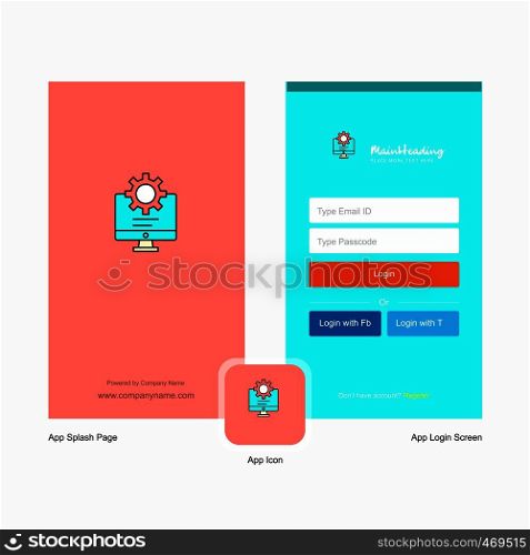 Company Computer setting Splash Screen and Login Page design with Logo template. Mobile Online Business Template