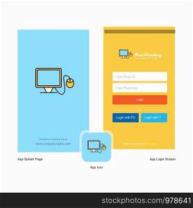 Company Computer Splash Screen and Login Page design with Logo template. Mobile Online Business Template