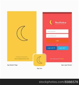 Company Crescent Splash Screen and Login Page design with Logo template. Mobile Online Business Template