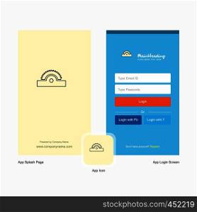 Company Cutter Splash Screen and Login Page design with Logo template. Mobile Online Business Template