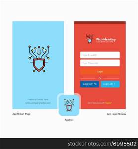 Company Cyber security Splash Screen and Login Page design with Logo template. Mobile Online Business Template