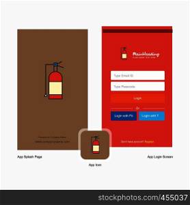 Company Cylinder Splash Screen and Login Page design with Logo template. Mobile Online Business Template