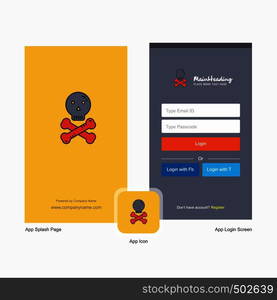 Company Danger Splash Screen and Login Page design with Logo template. Mobile Online Business Template