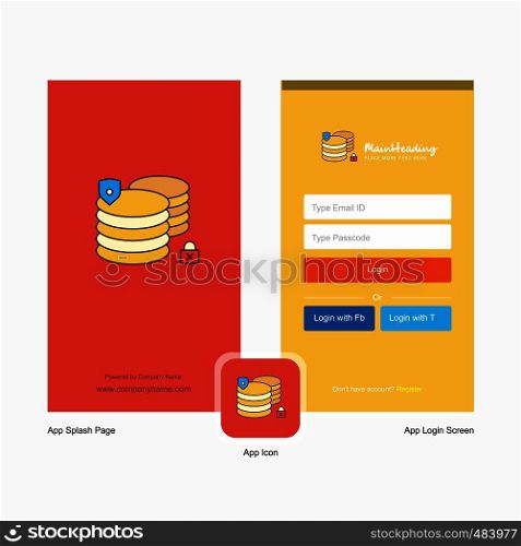 Company Database Splash Screen and Login Page design with Logo template. Mobile Online Business Template