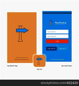 Company Direction board Splash Screen and Login Page design with Logo template. Mobile Online Business Template