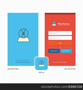 Company Disk avatar Splash Screen and Login Page design with Logo template. Mobile Online Business Template