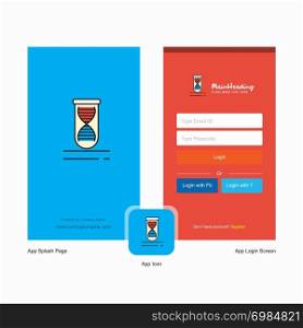 Company DNA Splash Screen and Login Page design with Logo template. Mobile Online Business Template