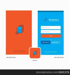 Company Document setting Splash Screen and Login Page design with Logo template. Mobile Online Business Template