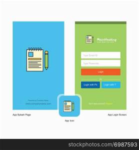 Company Document Splash Screen and Login Page design with Logo template. Mobile Online Business Template